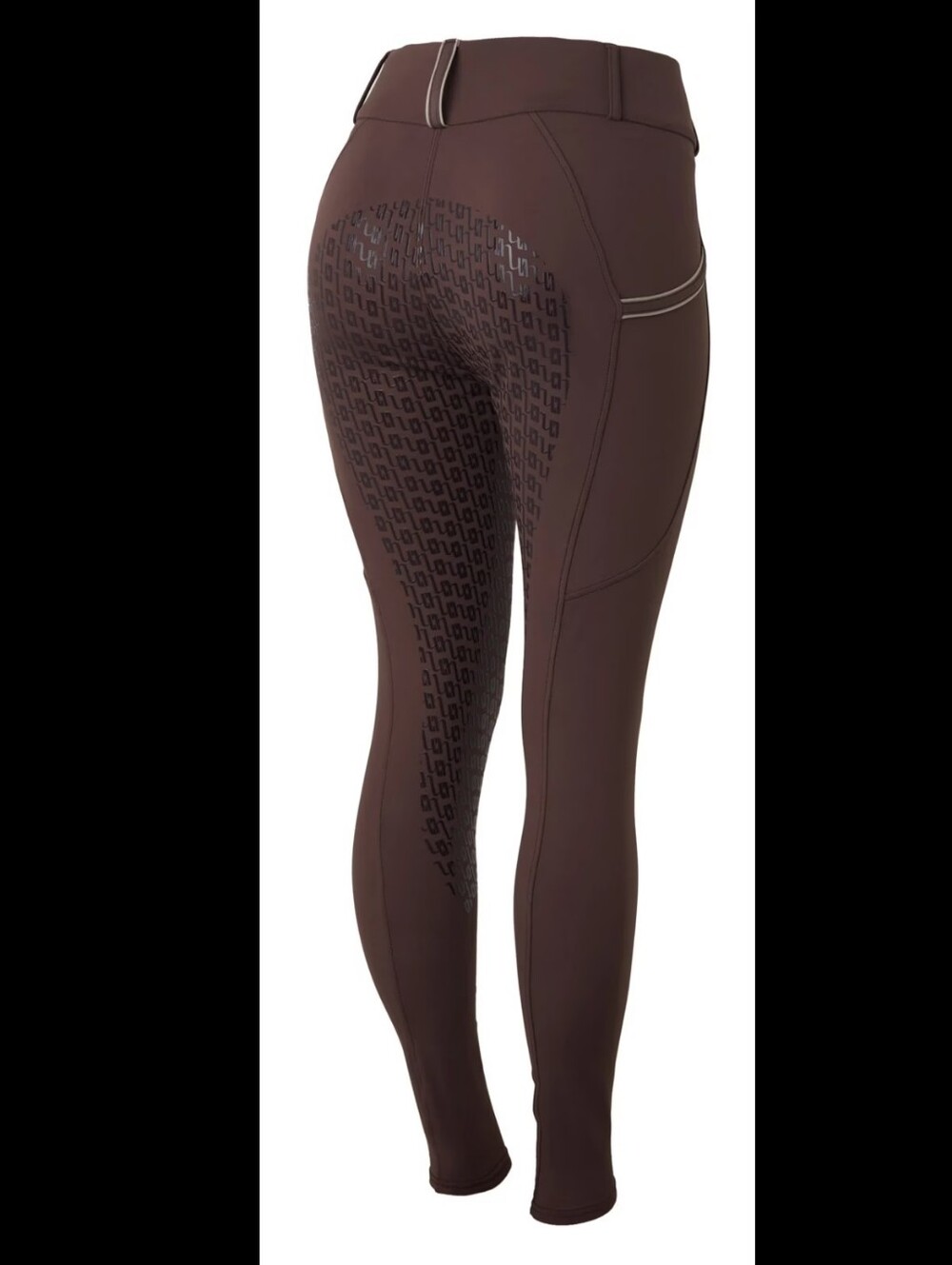 High-Waist Brown Riding Tights with Silicone Grip
